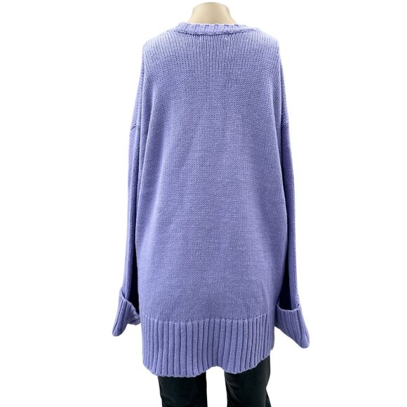 WEWOREWHAT Lavender Cotton Knit Oversized Crewneck Sweater Size S - Picture 2 of 11